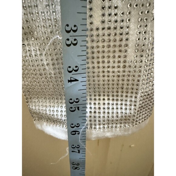 Simon Chang Denim Womens White Rhinestone Hem Ankle Jeans Size 12 Style 6654 - Picture 7 of 11